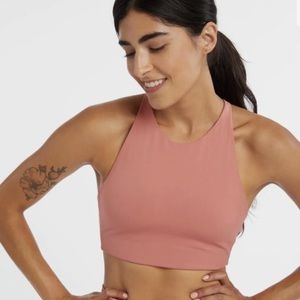 Girlfriend Collective Womens S Bra High Neck Longline Crisscross Back.